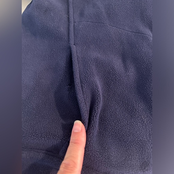 LILLY PULITZER Fleece Jacket Coat Navy Blue Pink Palm Tree Pockets Elbow Patch - Picture 10 of 16